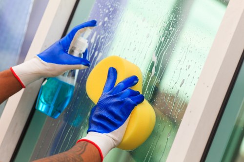 Cleaner handling approved cleaning products safely
