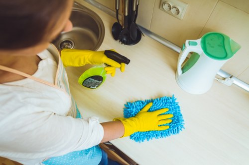 Warning sign used during wet carpet cleaning work