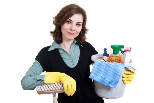 Cleaner inspecting carpet fibres before applying a treatment